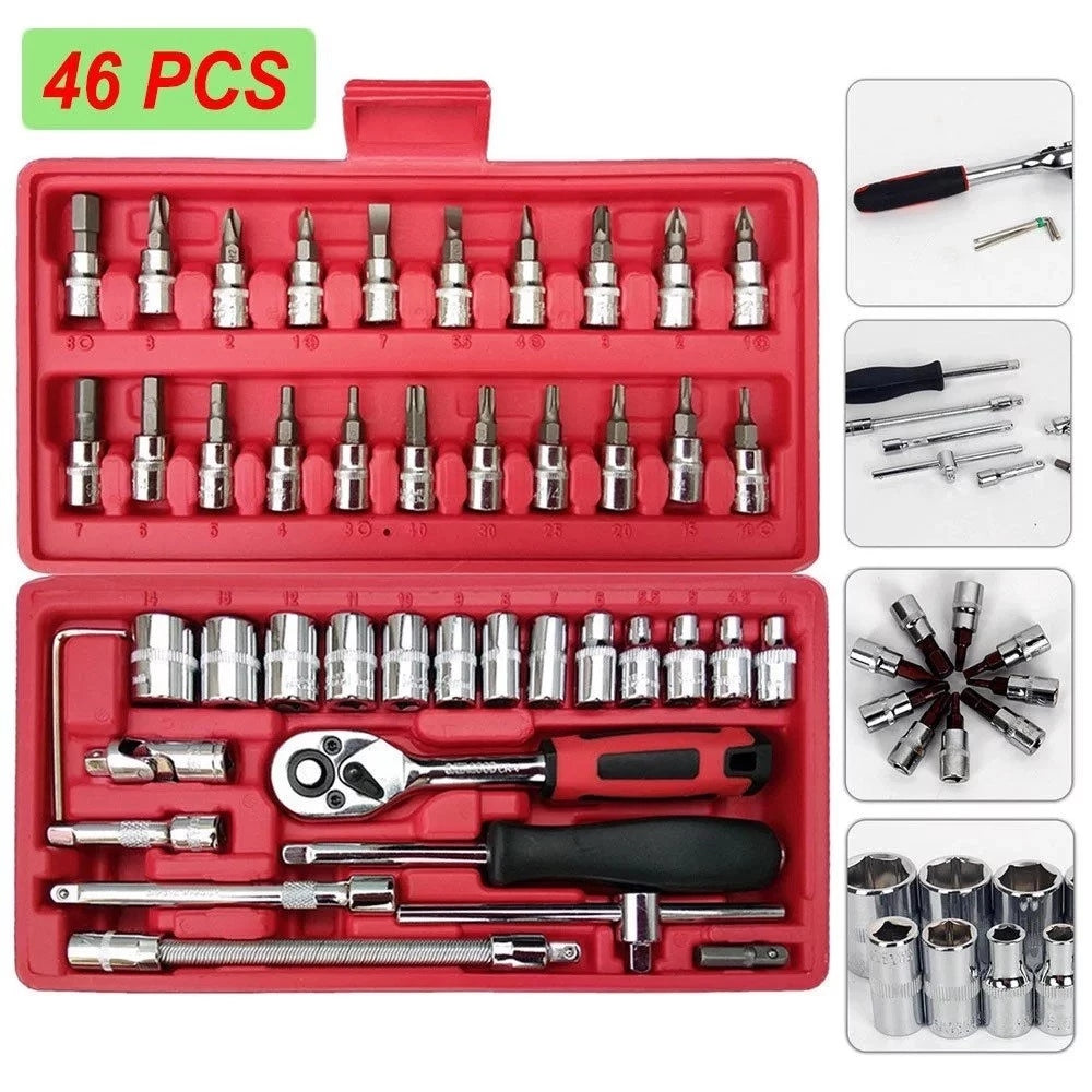 Complete 46-delige gereedschapsset van staal met koffer