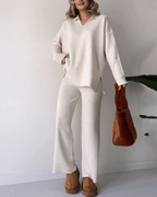 LUXE POLO COMFY SET (Ribstof) - Elegant Tweedelig Loungewear